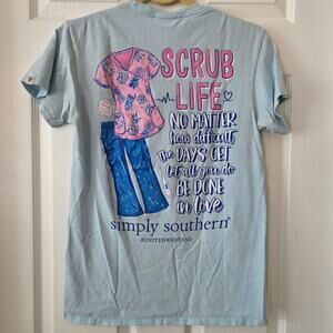 Simply Southern "Scrub Life" Women's Blue Tee Shirt Size Small